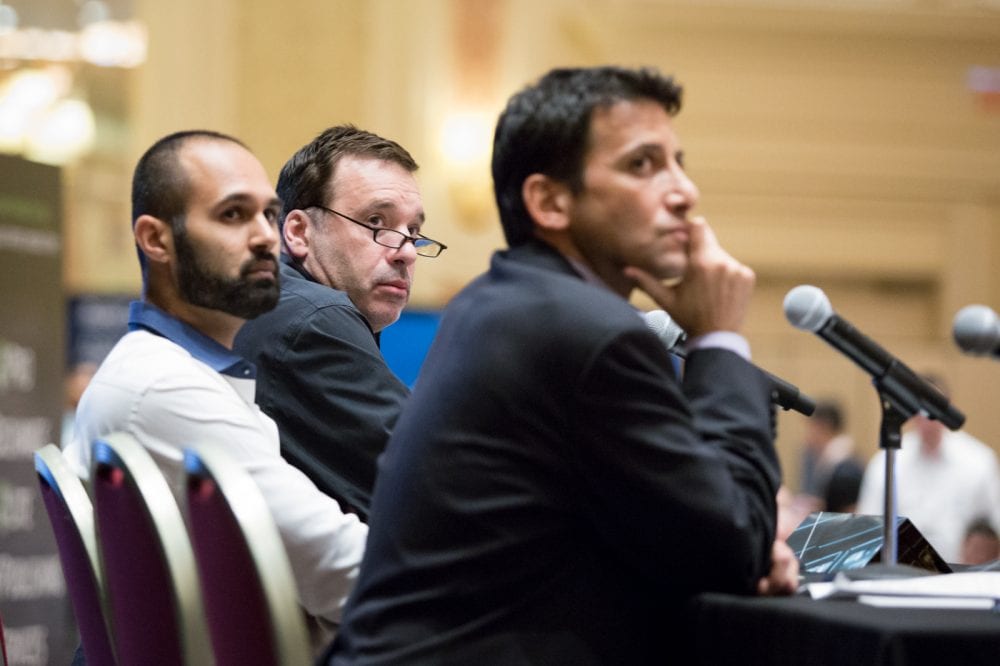 (From Left) SeatGeek’s Russ D’Souza, TicketNetwork’s Don Vaccaro, and Ticketmaster’s Larry Plawsky discuss key industry trends in The Ticketing Industry.