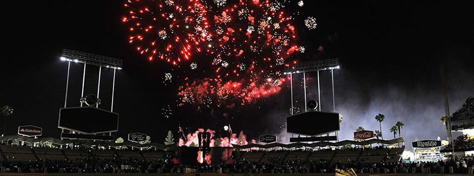Fireworks at Dodger Stadium in Los Angeles