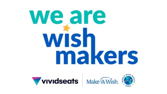 Vivid Seats and Make A Wish We Are Wishmakers text over white background