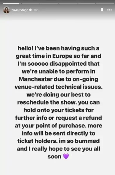 Olivia Rodrigo instagram story 