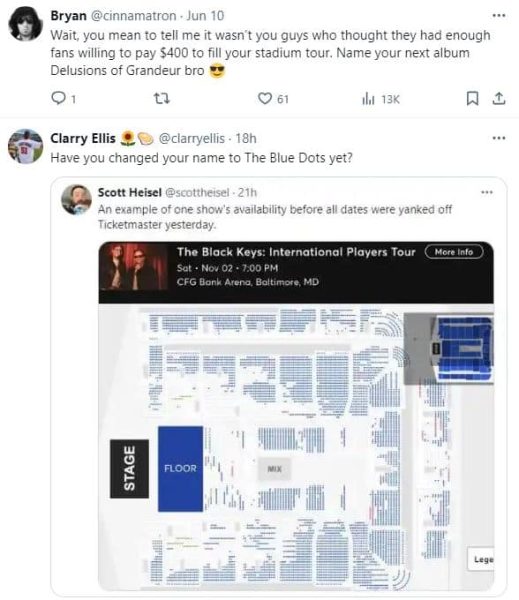 Responses to Patrick Carney's post on X (Screenshot)