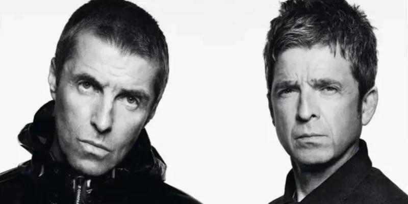 Oasis brothers Liam and Noel Gallagher in a promotional image for the band's reunion tour