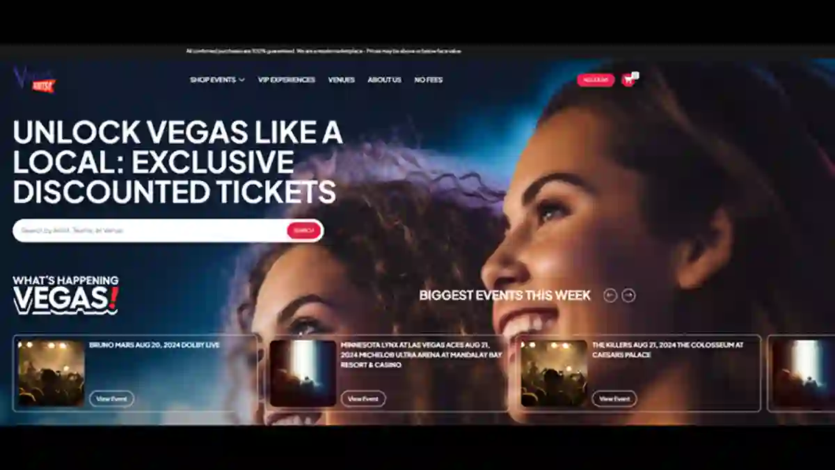Vegas Tickets website screenshot