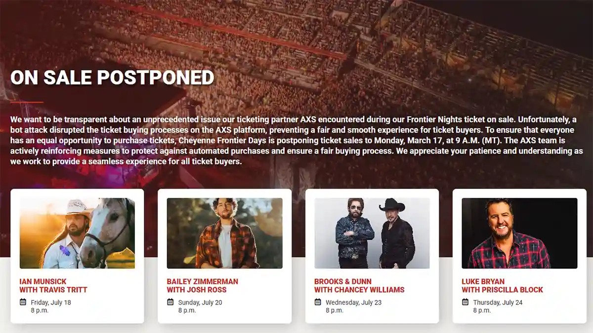 “Bots” blamed as Cheyenne Frontier Days halts Ticket Sales