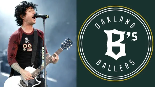 Billie Joe Armstrong of Green Day | Photo by Sven-Sebastian Sajak (Sven0705), CC BY-SA 3.0, via Wikimedia Commons \\ Oakland B's logo