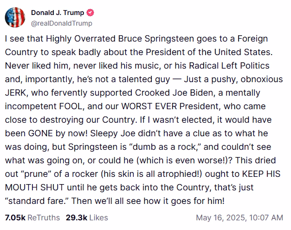 Screenshot of President Trump's post on Truth Social Friday morning.