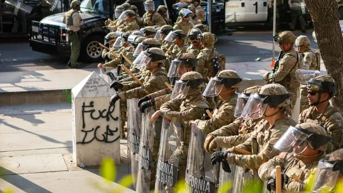 Taskforce51 California National Guardsmen deployed in Los Angeles | Photo by U.S. Northern Command, Public domain, via Wikimedia Commons