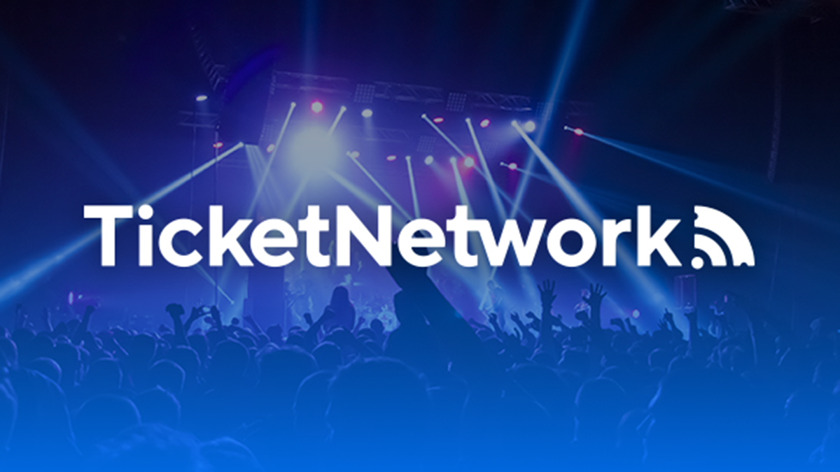 TicketNetwork logo over a concert crowd blue background