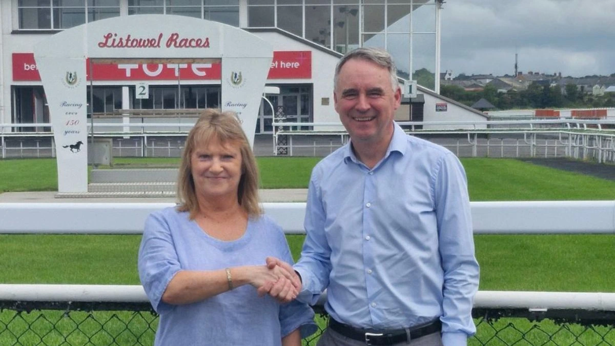 Brenda Daly, operations manager, Listowel Races, pictured with Greg Walker, Client Success Manager, Future Ticketing, after signing the partnership renewal | Photo via Future Ticketing