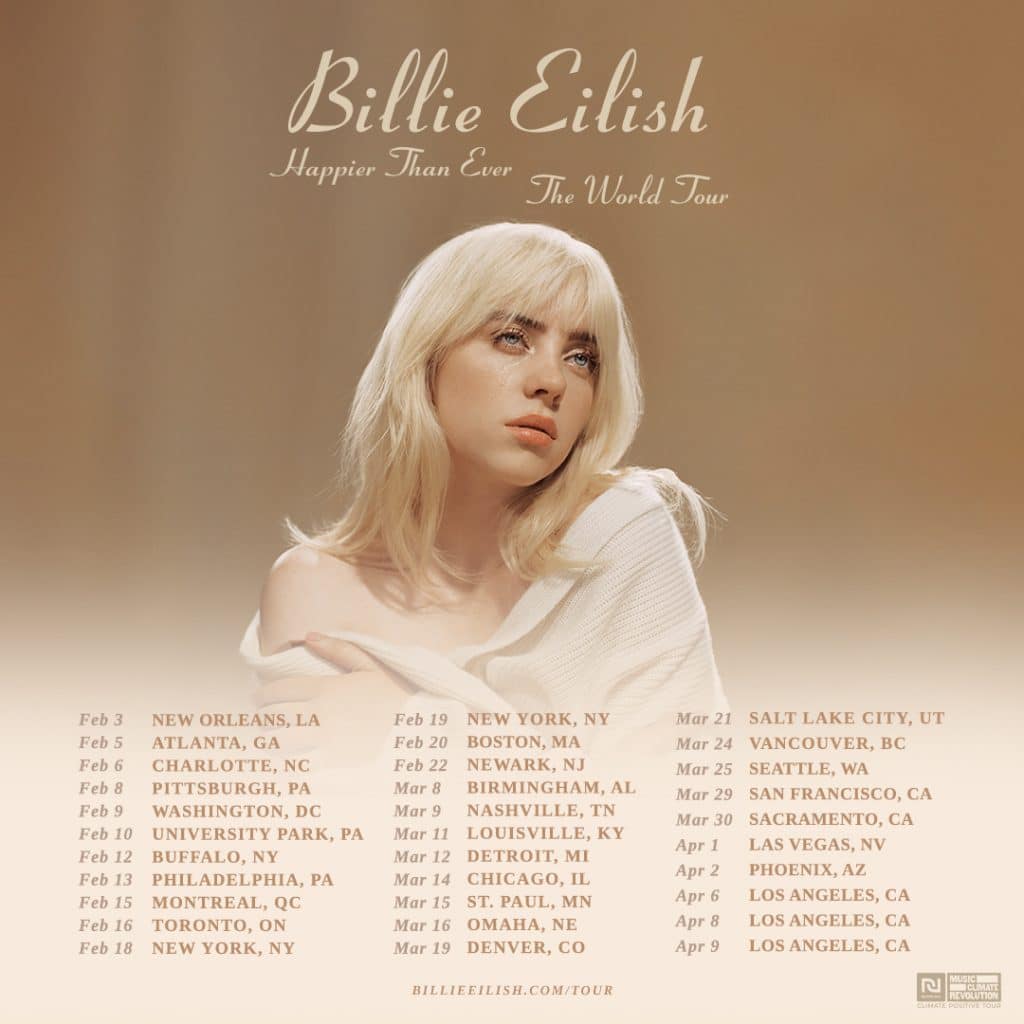 Billie Eilish Tour 2022 Happier Than Ever dates