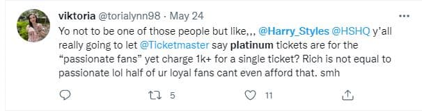 Harry Styles ticketmaster platinum prices