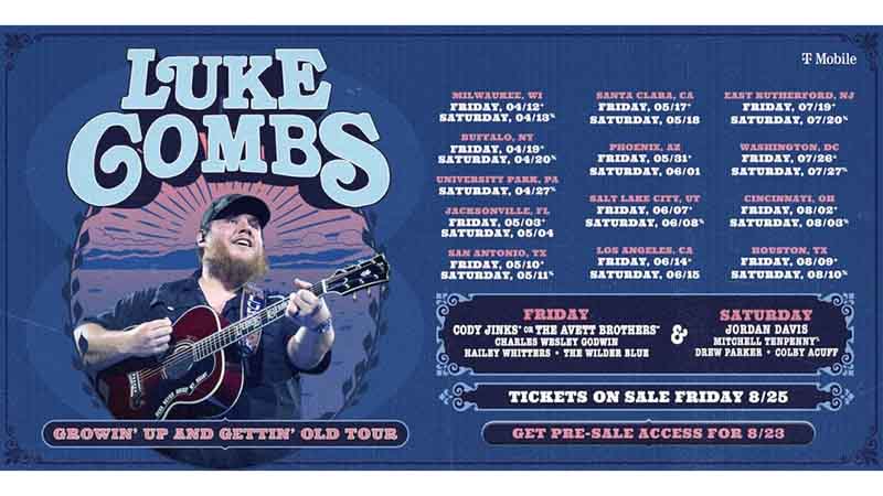 Luke Combs Announces 2024 “Growin’ Up and Gettin’ Old” Tour