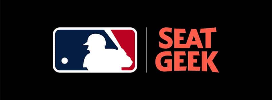 SeatGeek and Major League baseball logos over a black background