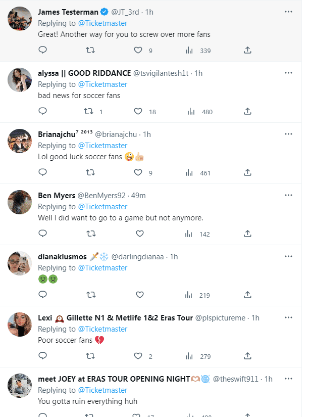 MLS ticketmaster fan reaction twitter screenshot