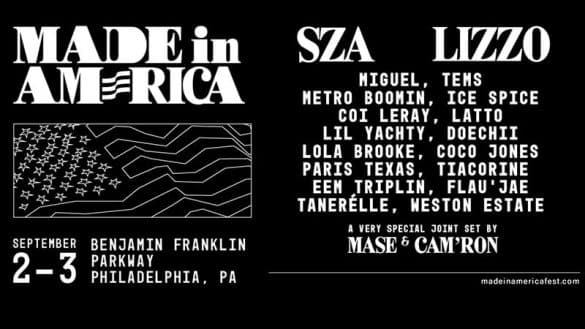 Made In America Festival 2023 banner Lizzo SZA headlining