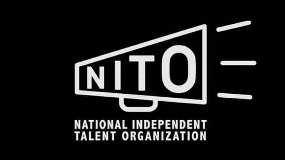 National Independent Talent Organization logo over a black background