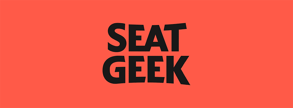 SeatGeek logo black letters over orange background