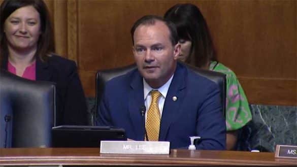 Senator Mike Lee (R-UT) speaking at Wednesday's senate hearing on vertical mergers and the harm they bring to consumers.