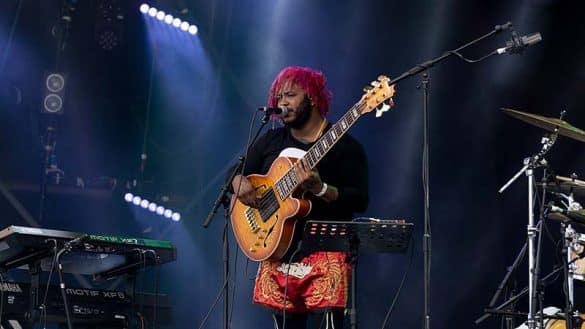 Thundercat performs on stage at Glastonbury Festival in 2017