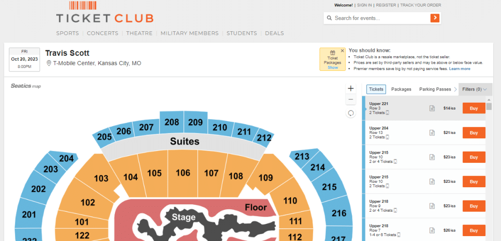 Travis Scott tickets for sale on TicketClub for the October 20 performance in Kansas City