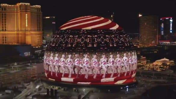 The Radio City Rockettes displayed on the Las Vegas Sphere | Photo via Sphere on X