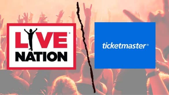 Live Nation and Ticketmaster logo over an image of a concert crowd