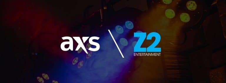 Z2 Entertainment and AXS logos on a black and blue background
