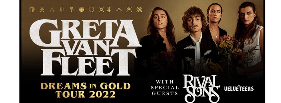 Greta van Fleet dreams in gold tour 2022 graphic