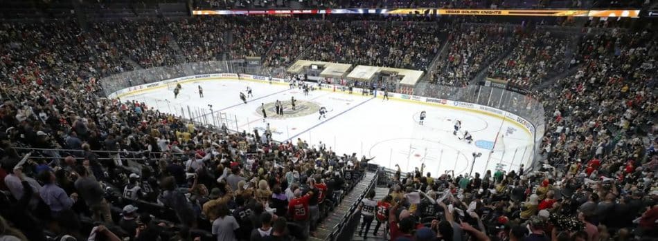 T-Mobile Arena during a Las Vegas Golden Knights hockey game. The venue will host the 2022 NHL All-Star Weekend