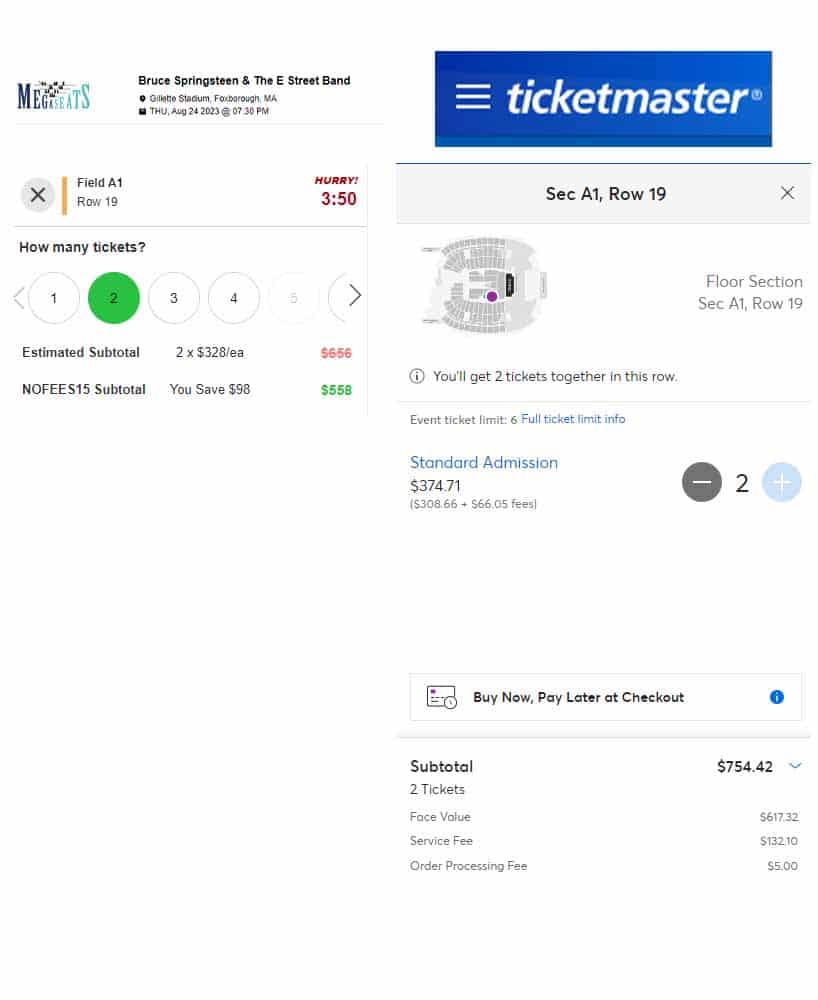 Bruce Springsteen tickets price comparison