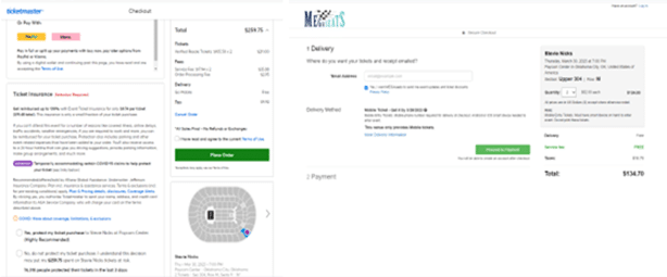 MEGASeats screenshot of Stevie Nicks tickets