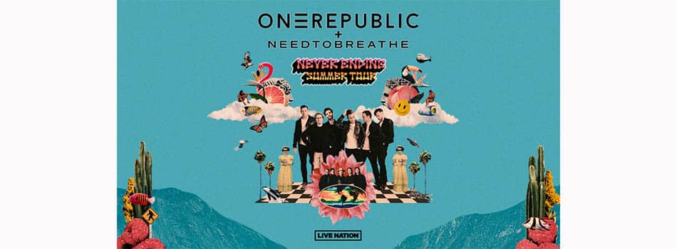 OneRepublic tour dates never ending summer tour graphic