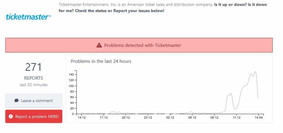 services down ticketmaster