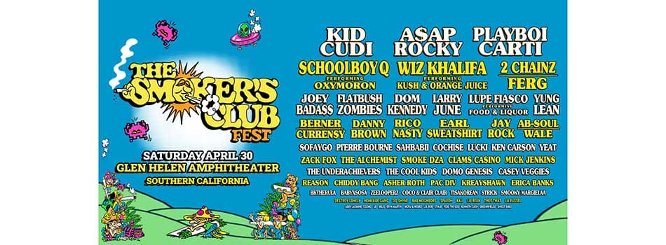 Poster for The SMoker's Club fest in California in April 2022