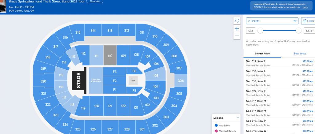 ticketmaster bruce springsteen ticket prices price floors